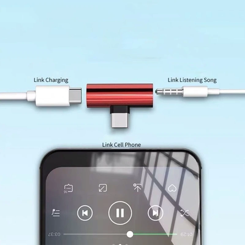 2in1 USB naar 3,5 mm hoofdtelefoonaansluiting + Type opladeradapter voor S23 S22 S21 S20