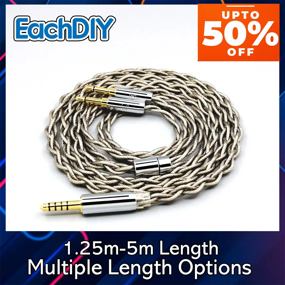 Pure 99% Silver Shield Plated Silver Graphene Sleeve Earphone Cable For Hifiman Sundara Ananda HE1000se V2 HE6se He400se 7932