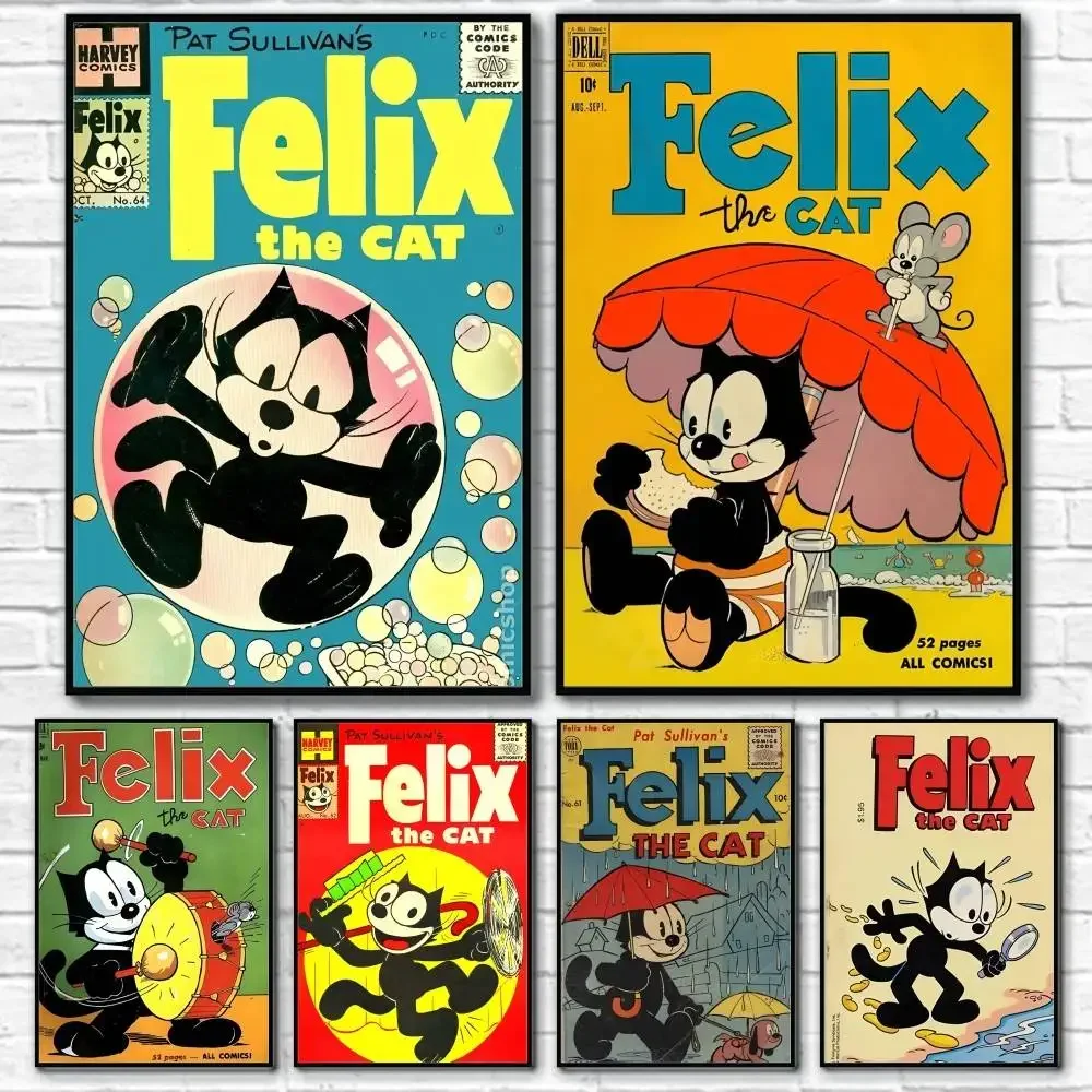 Die F-FelixS Katze Anime Retro Poster Wohnzimmer Wanddekoration Ästhetischer Flur Schlafzimmer Badezimmer Bar Festlich Kreativ Wasserdicht
