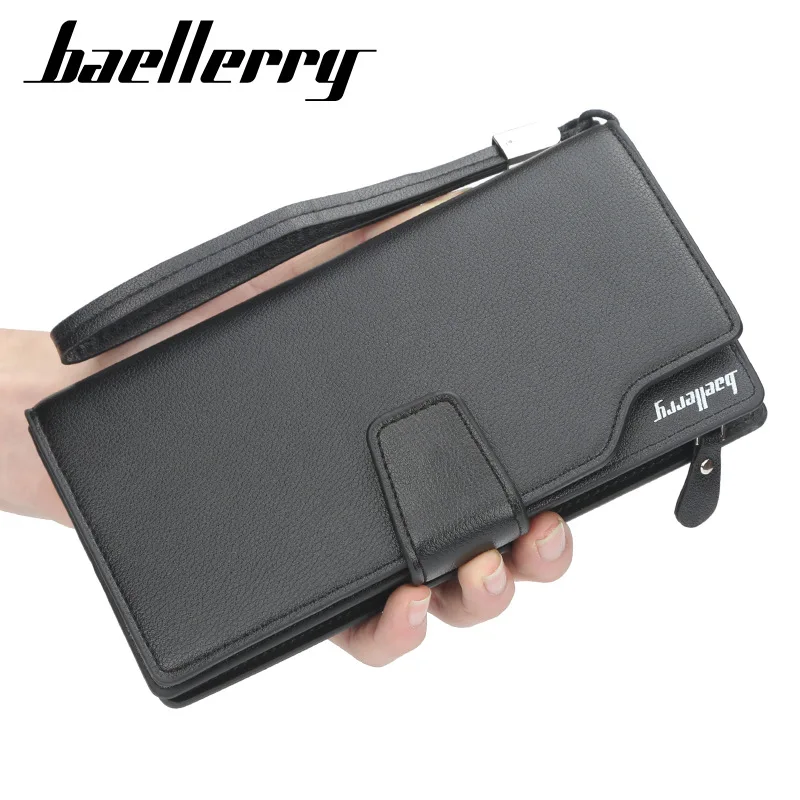 Baellerry, nuevas carteras para hombre, tarjetero de bolsillo para teléfono de gran capacidad, monedero de estilo largo para hombre, bolsillo para monedas con cremallera de calidad, Clips para dinero para hombre