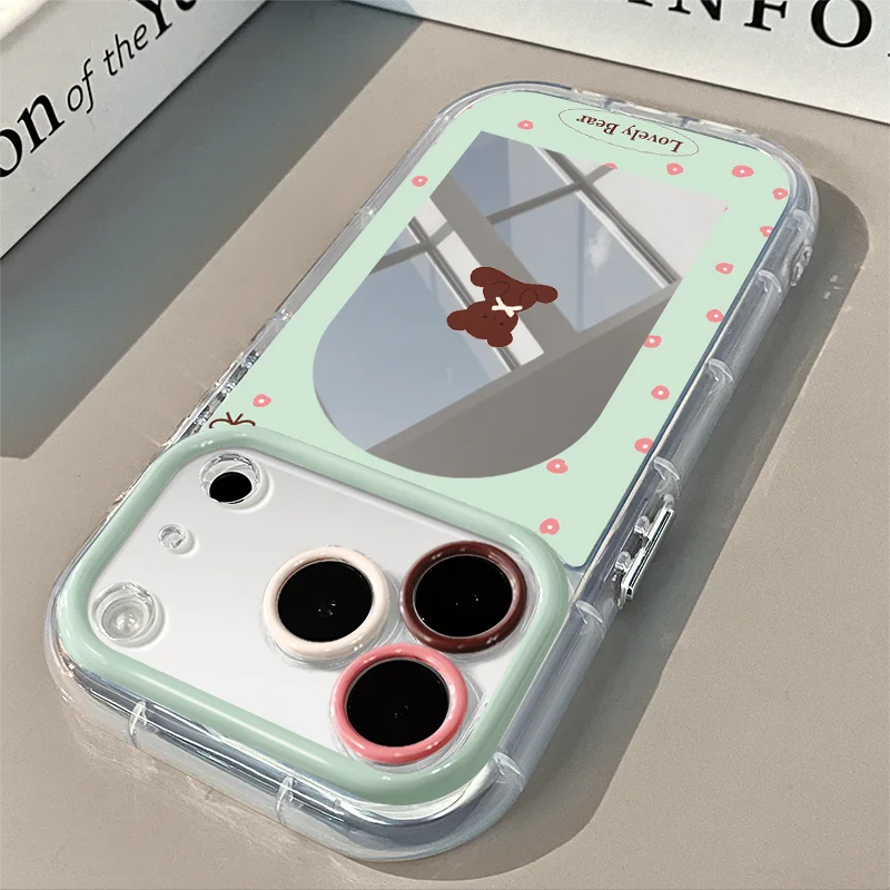 Elegante Lila Herz Luftkissen Spiegel Handyhülle für iPhone 17 15 14 16 Pro Max 13 12 11 Pro XR XS 8 Plus 17Air Girl Cover – Detail 2