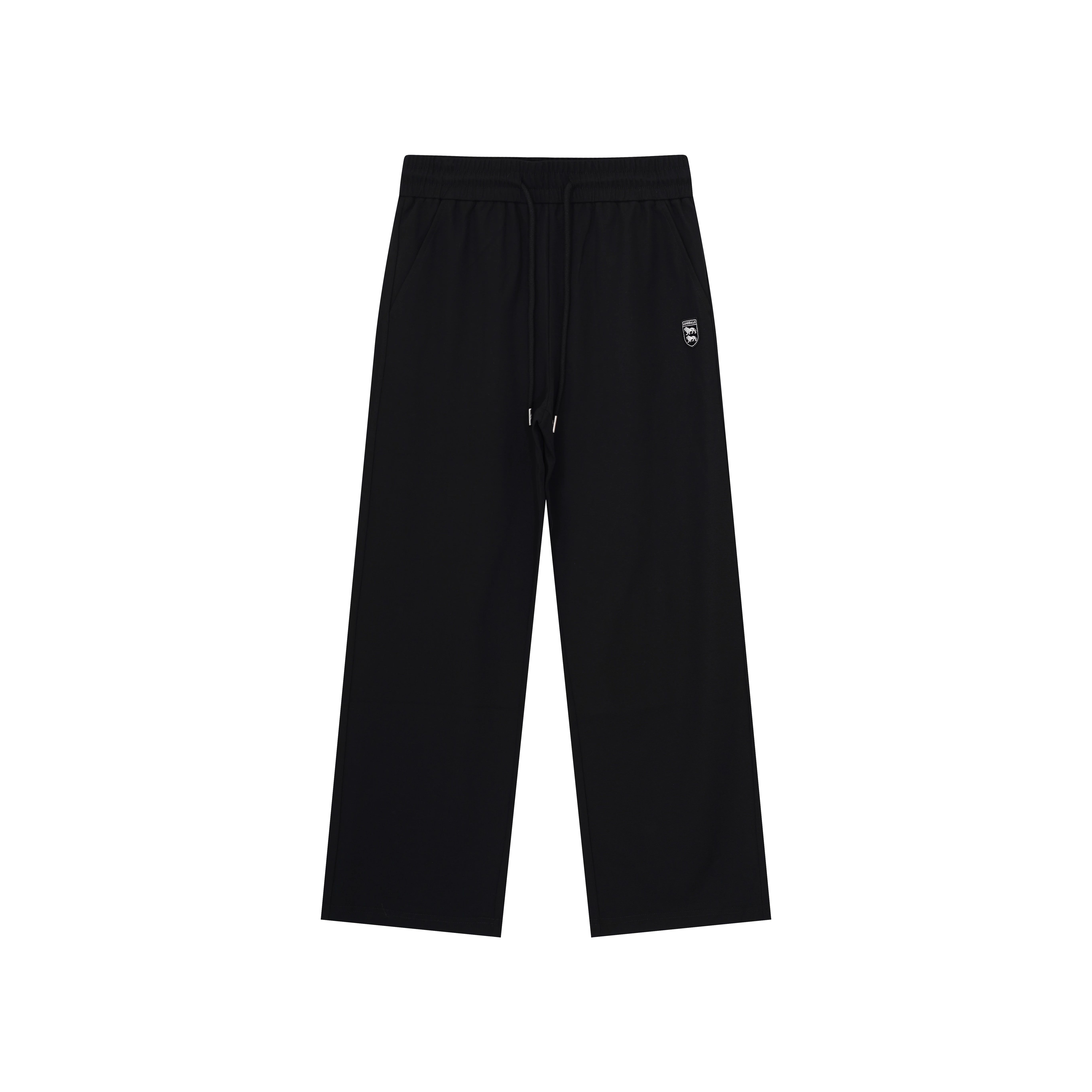 LONSDALE Men's Black Casual Pants Drawstring Loose Straight Leg Long Trousers Comfortable Soft Polyester Cotton Blend