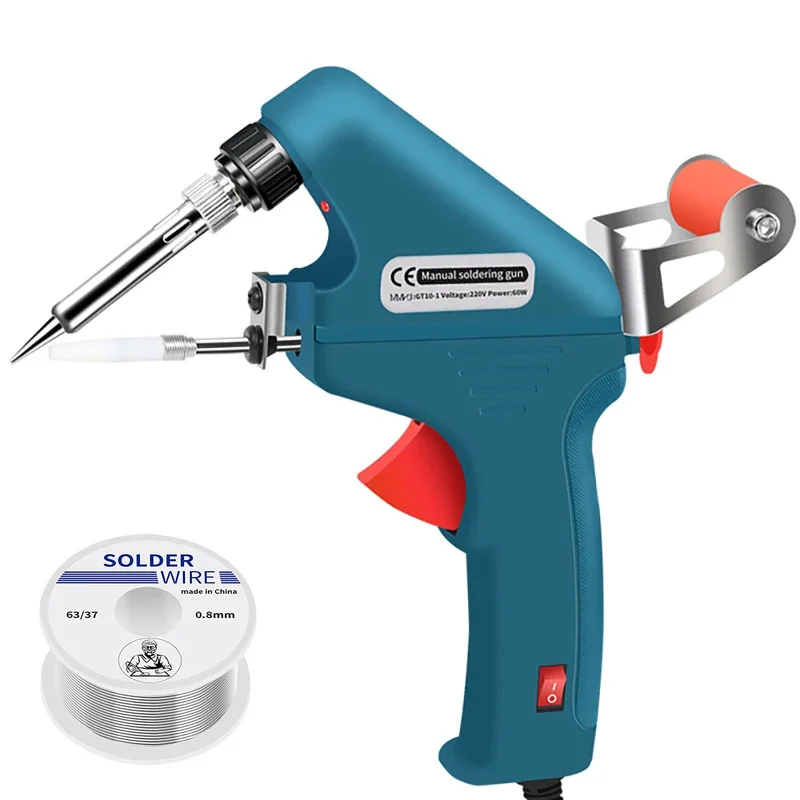 60W Soldering Iron Handheld Mini Welding Station Fast Heating Automatic Send Tin Gun PCB Repair Tools With 50g Solder Wire