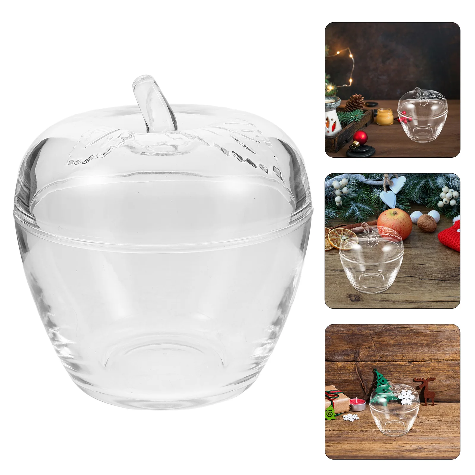 

Creative Apple Gift Box Candy Storage Boxes with Lids Container Christmas Jar Transparent Containers Clear for Treats