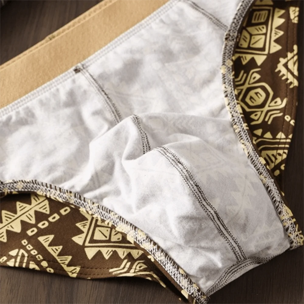 Underpants Mid Waist Printed Underwear Lingerie Stripe Triangle Panties Convex Pouch Men Briefs Teenage