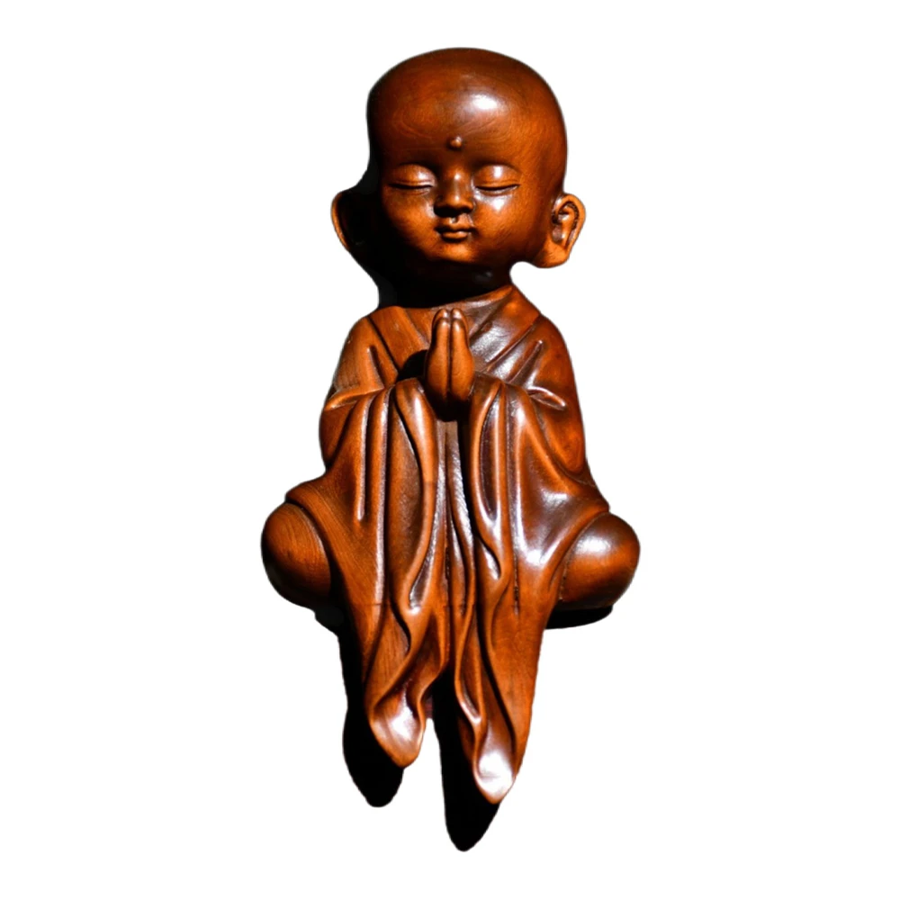 Figurine chinoise sculptée en bois, Statue de moine sculptée, méditation Zen, bouddhiste, petite paix, calme, sérénité, pleine conscience, harmonie