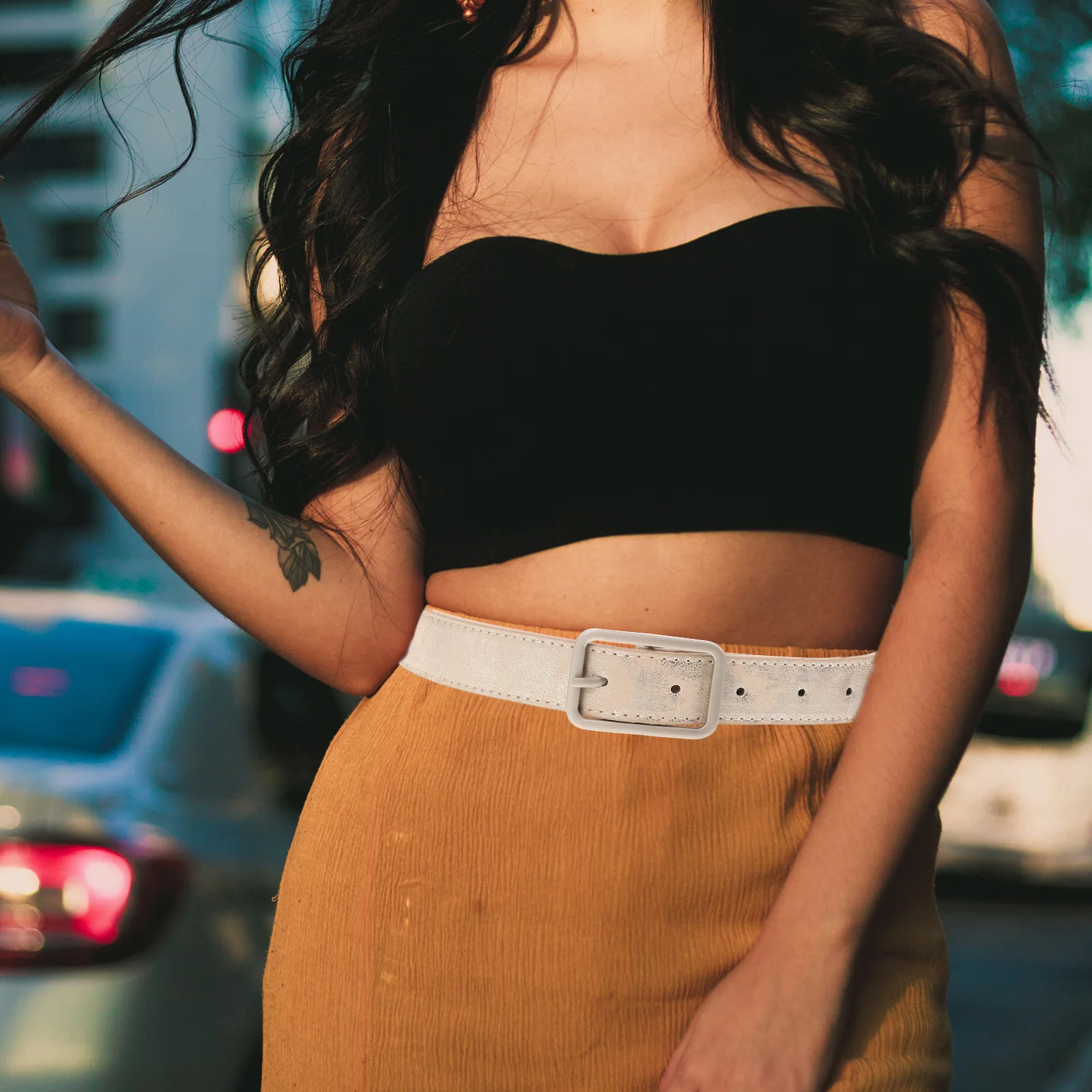 2 pièces femmes ceinture paillettes taille ceintures décoratives jean robe accessoires décontracté mode élégance femmes ceinture