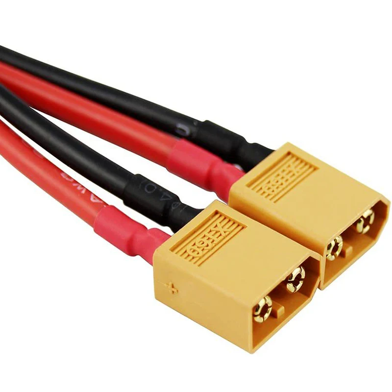 

T plug XT60 XT90 XT30 Parallel Battery Connector Male/Female Cable Dual Extension Y Splitter 2/3Way Silicone Wire for RC Battery