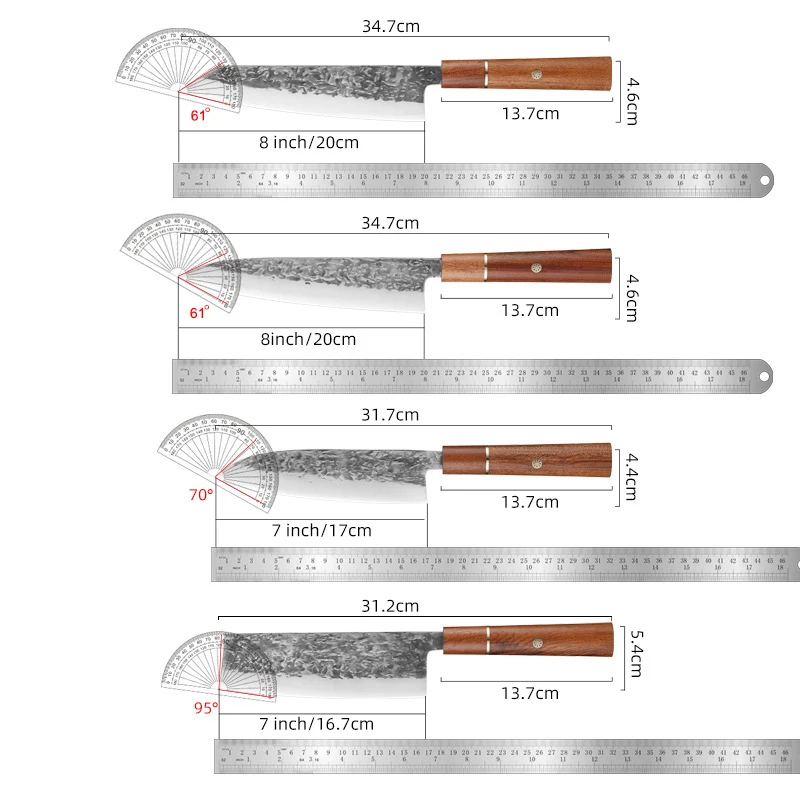 Japanese Chef's Knife Set 1-4 Pcs, Pro Hand Forged Kitchen Chef Knife High Carbon Steel Ultra Sharp Yanagiba Sashimi Knife