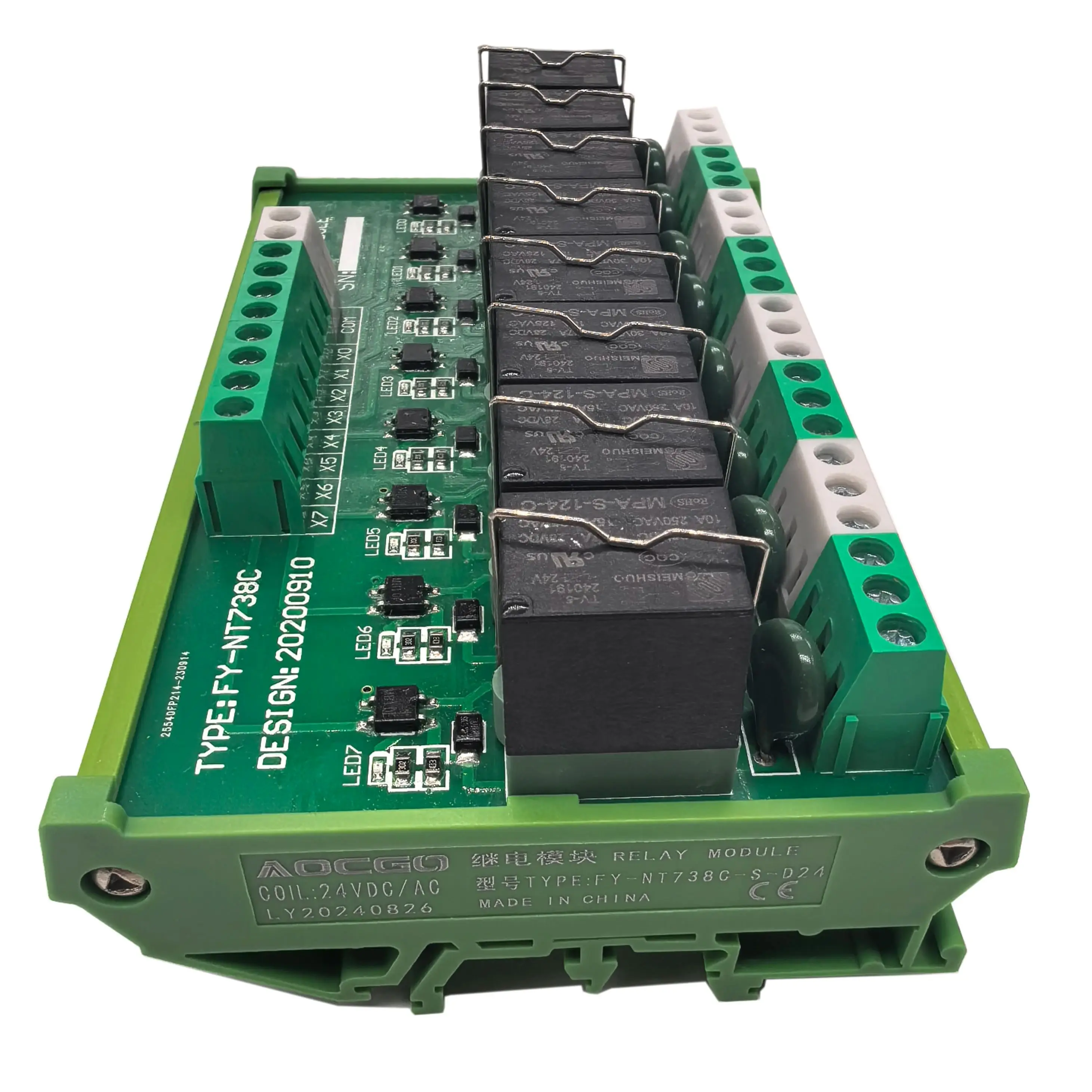 

8 channel T73 24VDC 10A 250VAC/30VDC Interface relay module