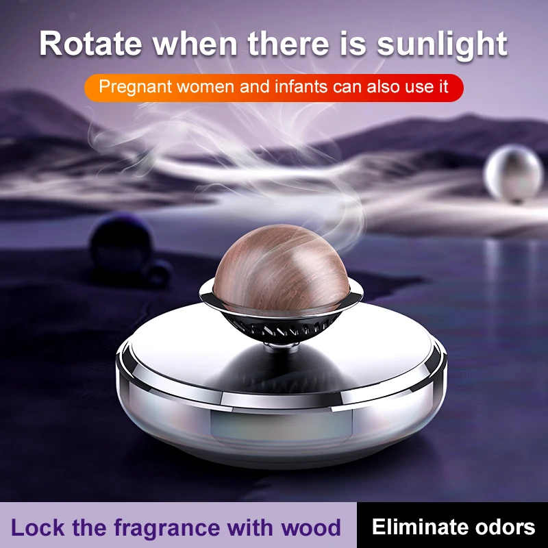 New solar metal intelligent rotating car aromatherapy car supplies ornaments perfume solar rotating aromatherapy