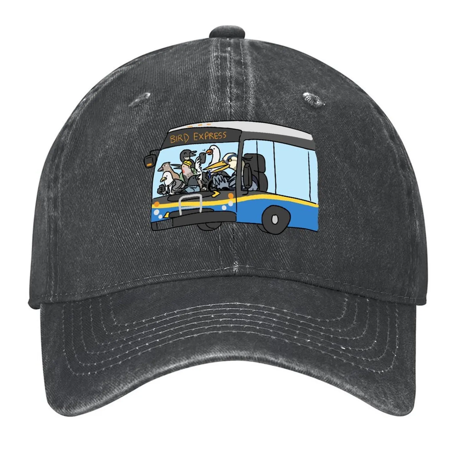 

Commuter Birds - Bird Express Bus Baseball Cap Brand Man cap Sports Cap Unique hats summer hat Women Caps Men's