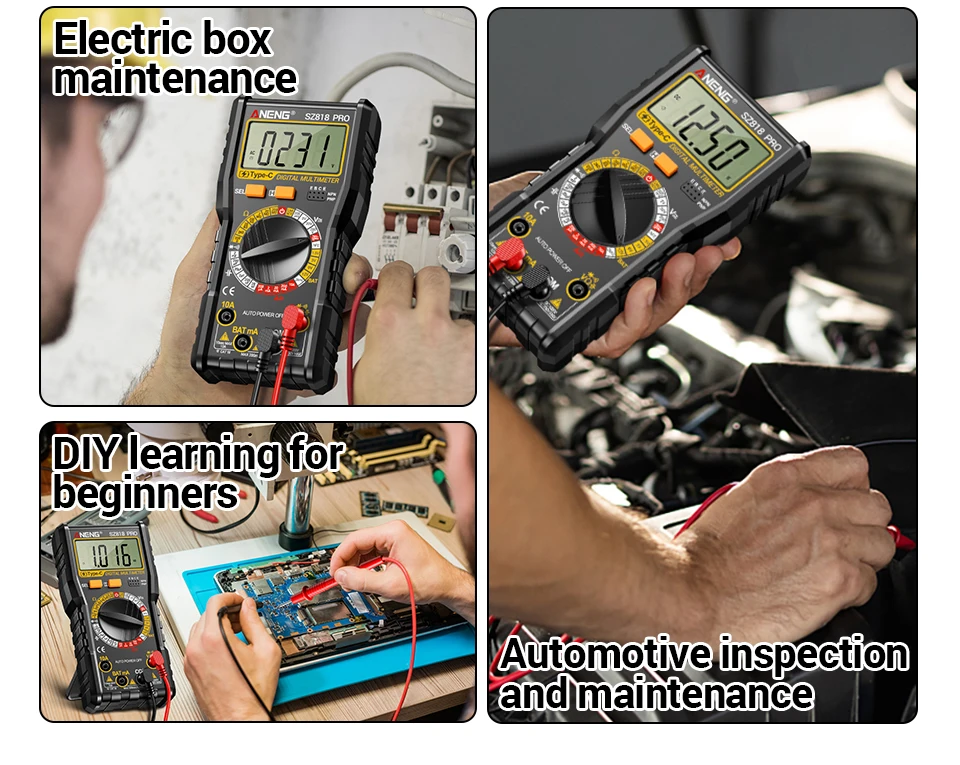 ANENG Digital Multimeters Rechargeable SZ818 Professional AC/DC Voltage NCV Ammeter Voltmeter HFE Triode Capacitor Test Tools