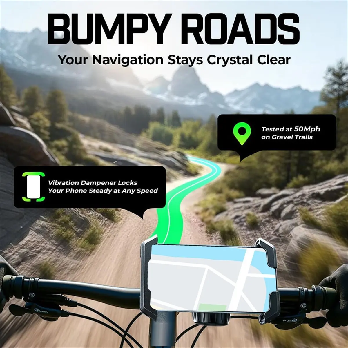 

X07A Bike Phone Holder, Anti-Vibration Motorcycle Phone Mount, Bicycle Handlebar Phone Mount, Scooter Ebike Bike Accessories