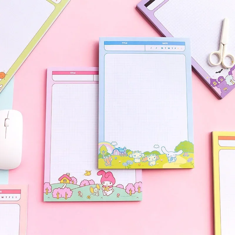 Sanrio Kawaii Hello Kitty Book Cinnamoroll Kuromi My Melody Cartoon Cute B5 50 Pages Grid Notepad Student Ins Anime Stationery