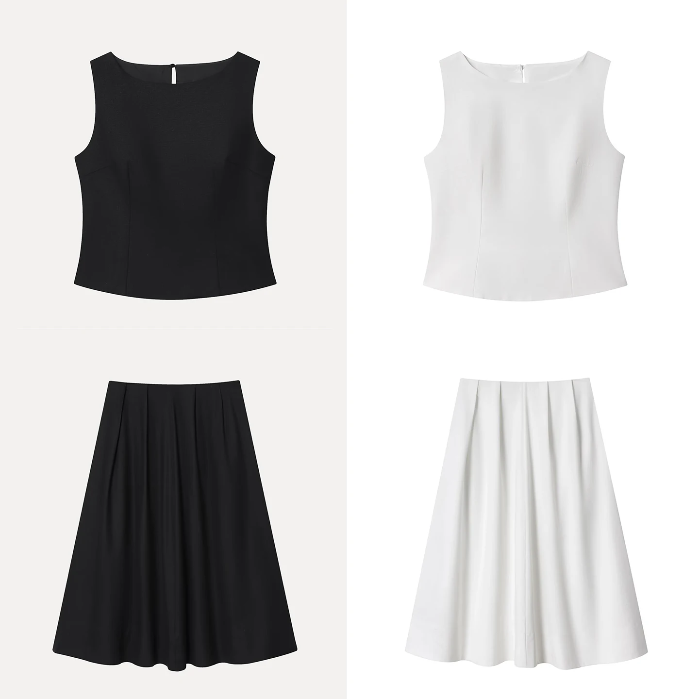 

Ele Bla, белый топ с атласным верхом и плиссированная юбка, модный комплект для женщин, брендовый комплект Z, однотонное осеннее новое поступление