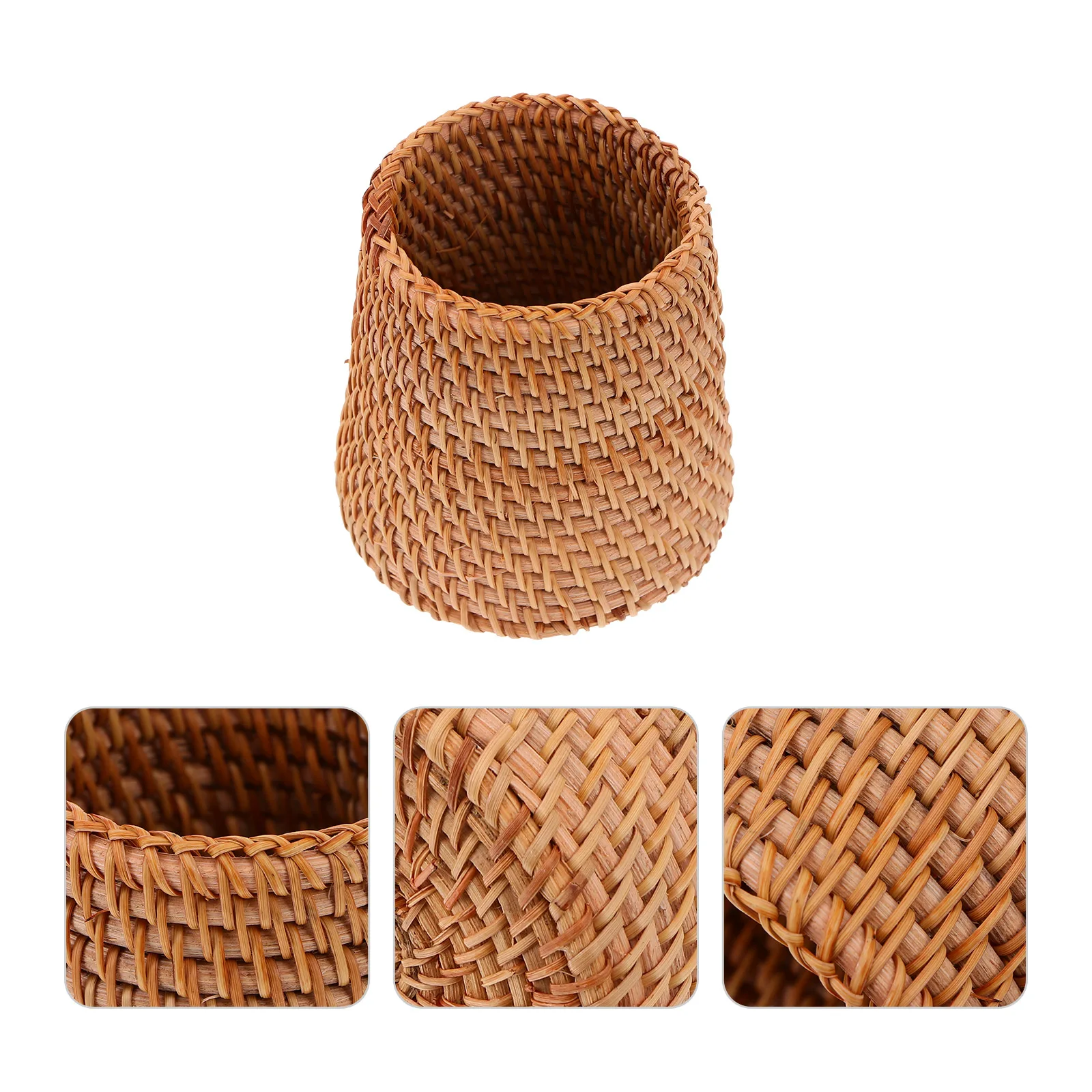 

Woven Basket Rattan Pen Holder Storage Baskets for Pens Container Stand Pencil Organizer Brown Holders Office