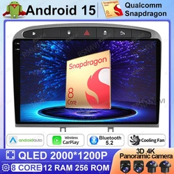 Android 15 Car Radio For Peugeot 408 Peugeot 308 308SW QLED Stereo Qualcomm 5G WIFI Autoradio DVD Multimedia Navigation BT DSP