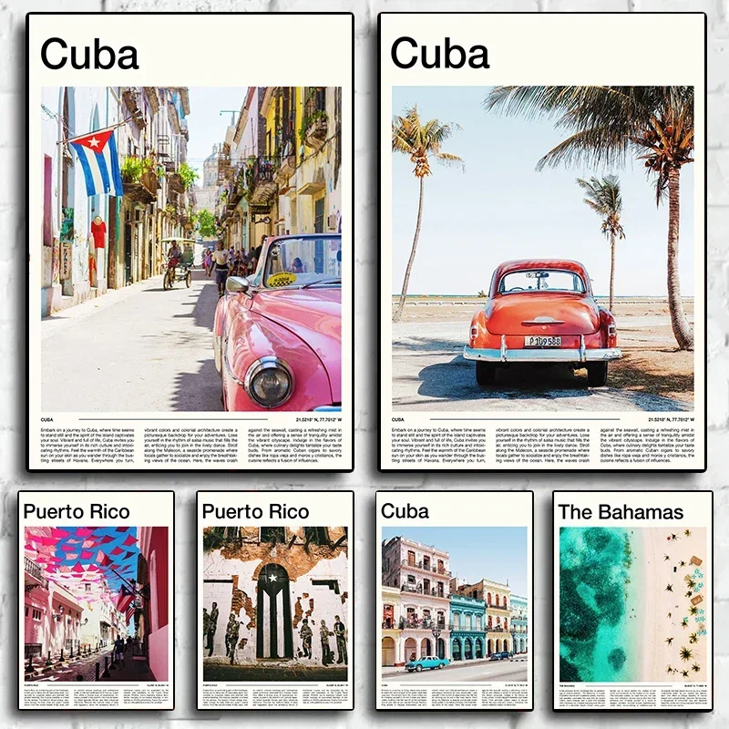 Aruba Barbados Cuba Dominican Republic Havana Landscape Posters And Prints Canvas Painting Wall Art Picture For Room Home Decor