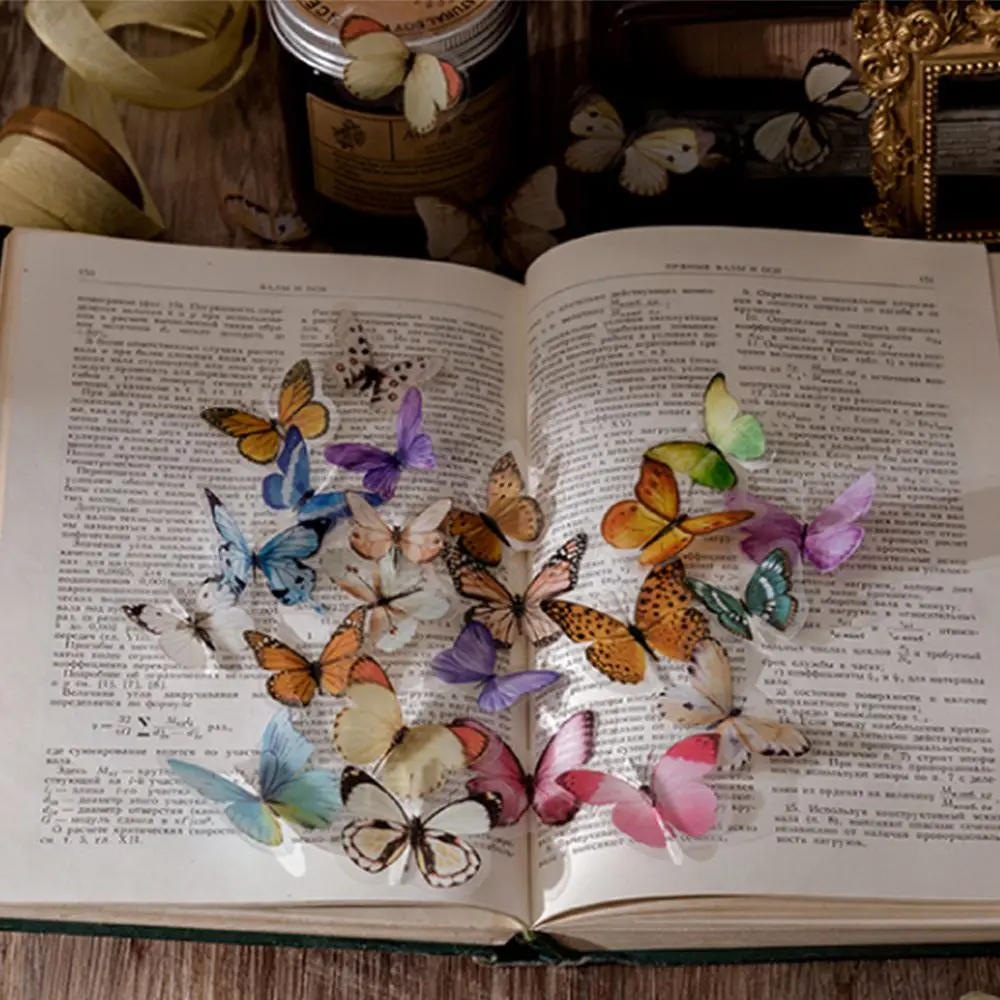 Colorful DIY Material Album Handbook Stationery Sticker Scrapbooking Stickers Butterfly Decorative Sticker Journal Stickers