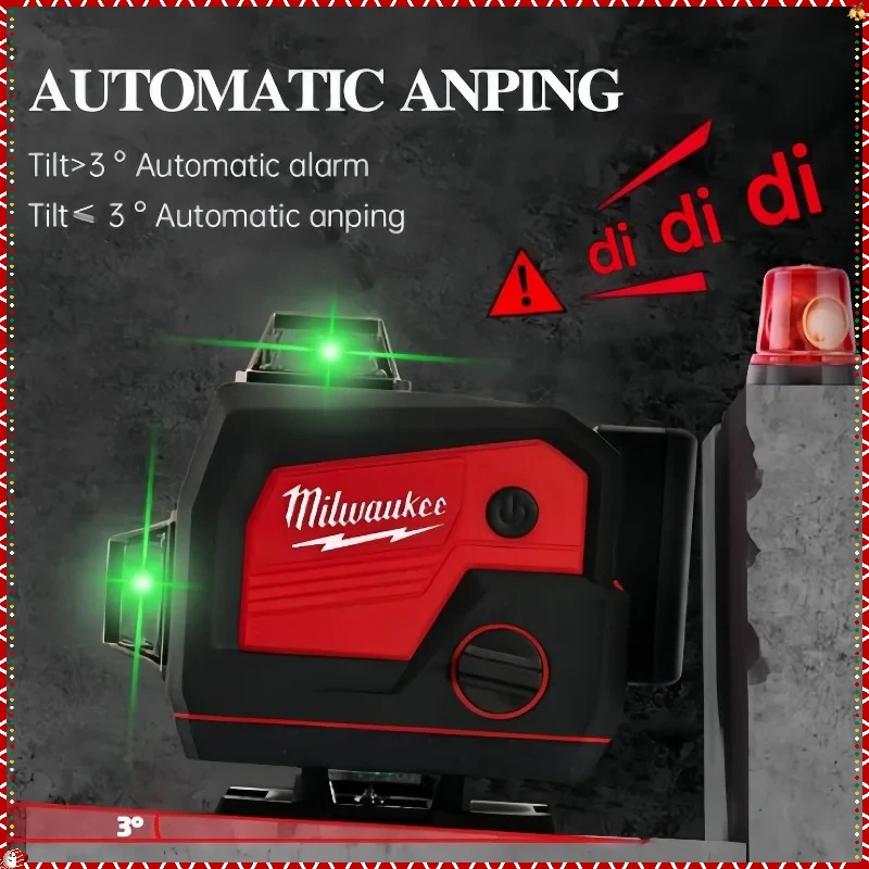 Milwaukee 360° Horizontal And Vertical Cross Green Light Self-Leveling Tools 16 Lines Laser Level 4D Self Leveling Tool