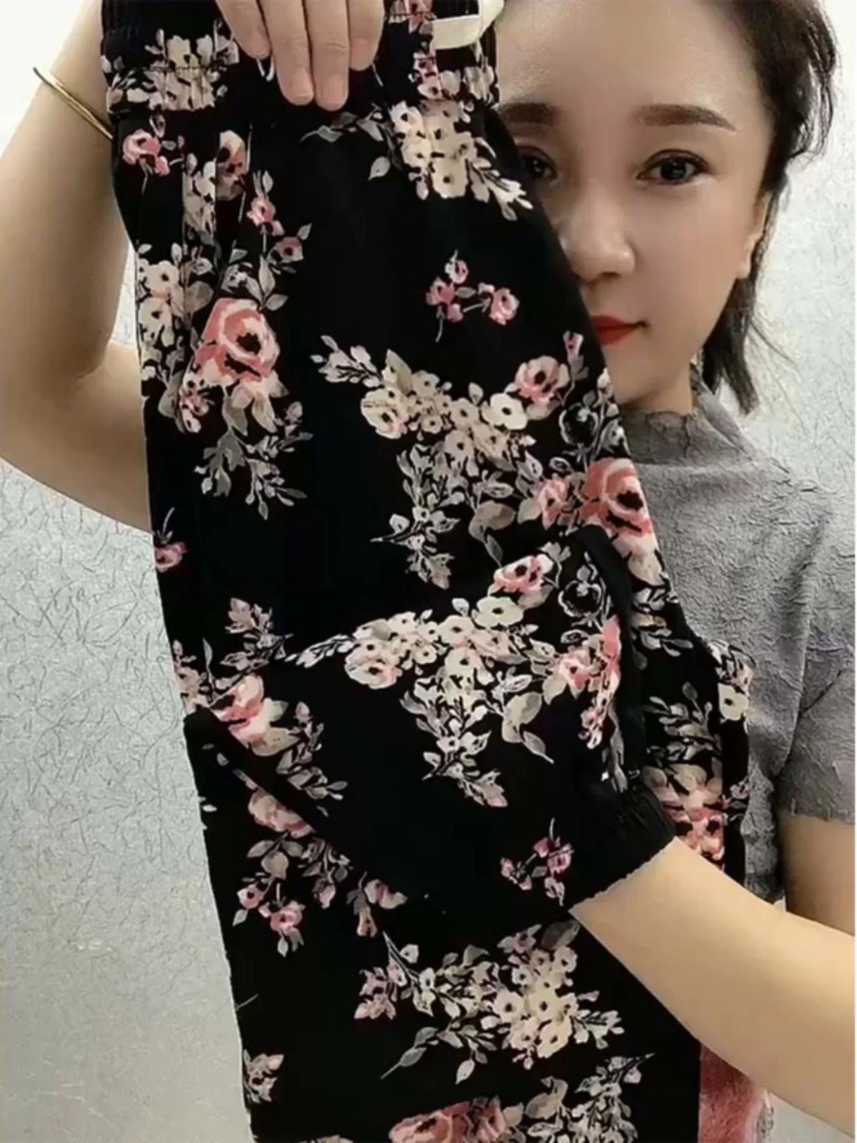 

Summer Rose Print Cooling Casual Pants Women's High Waist Harlan Pants Loose Fit Comfortable Versatile Casual Trousers