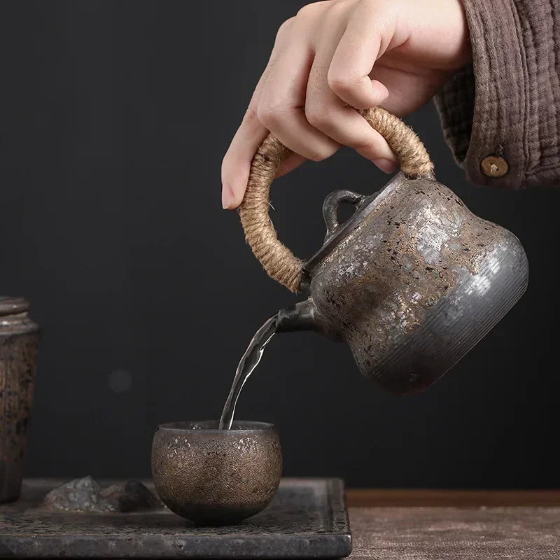 Japanese Ceramic Vintage Rustic Stoneware Tea Cup Handmade Single Zen Master Cup For Tea Ceremony Home Table Decor Craft Gift