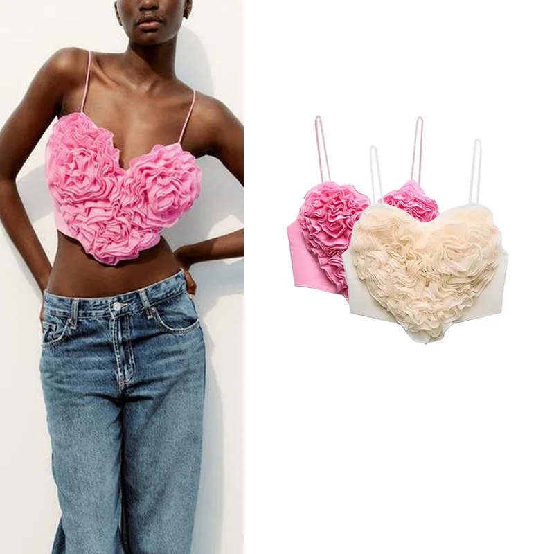 

Spring New Design Pure Desire Sexy Bal Thin Strap Heart aped Fluffy ort Top Street Sle Polyester Fiber 00%