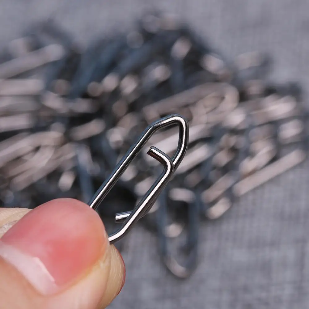 50pcs High Quality Durable Line Tackle Stainless Steel Fast Lock Fishing Hanging Snap Barrel Swivel Connector