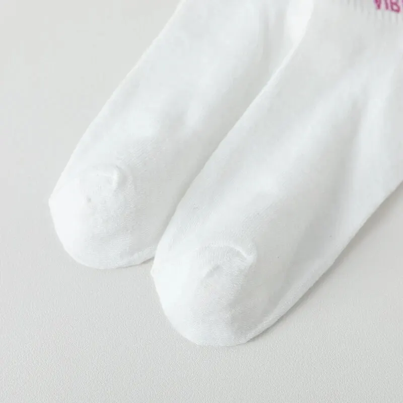 Chaussettes arc-en-ciel blanches pour femmes, fraises, visage souriant, rayures colorées, autres motifs, chaussettes de rinçage, 10 paires