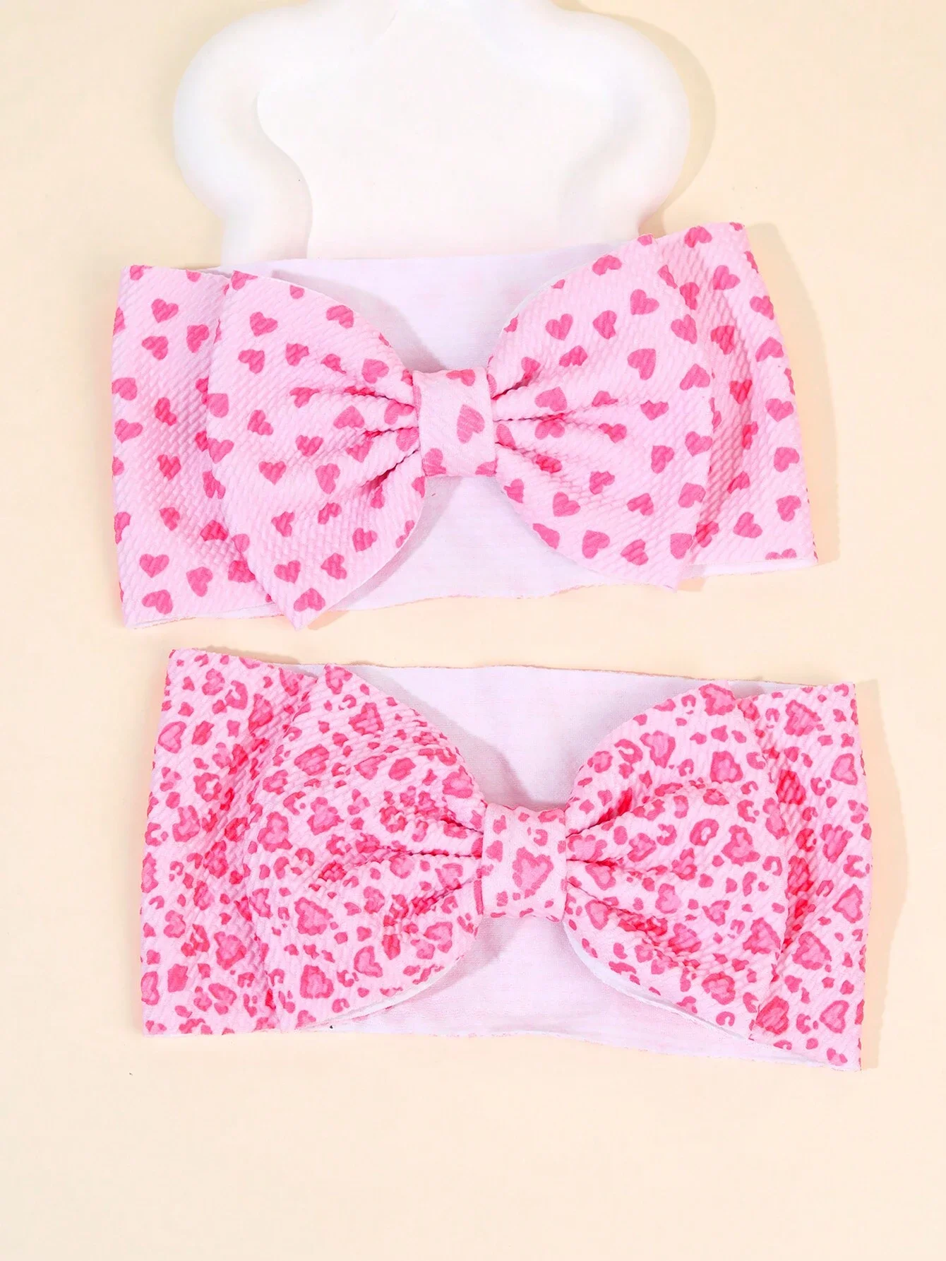

2pcs Pink Headband For Baby Adorable Heart Leopard Pattern Hairbands For Toddler Infant Newborn Sweet Turban Bands Lovely Hair