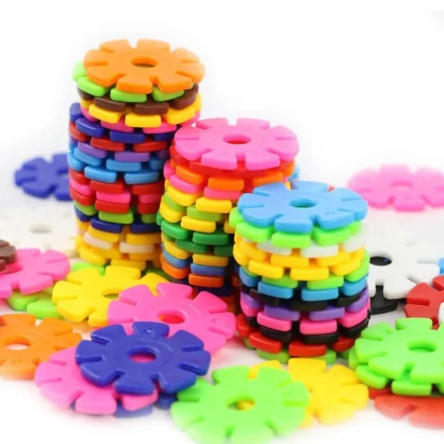 100 sztuk/200 sztuk/partia plastikowe klocki w kształcie płatka śniegu dla dzieci zabawki budowlane dzieci Puzzle 3D dziecko montaż zabawka gra dla dzieci