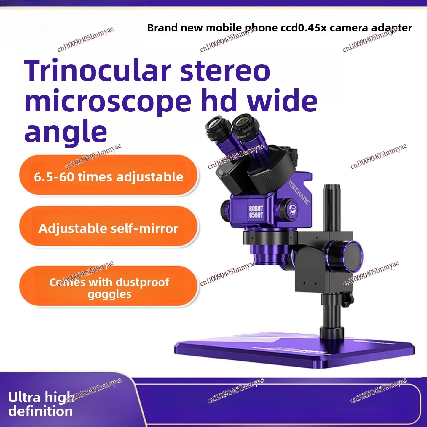 Trinocular stereo microscope Mobile phone repair Optical microscope high definition