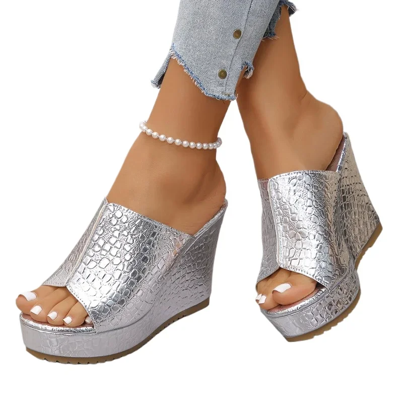 2025 moda senhoras sapatos dedo do pé aberto chinelos femininos verão novo ao ar livre casual plus size mais vendido chinelos de cunha confortáveis