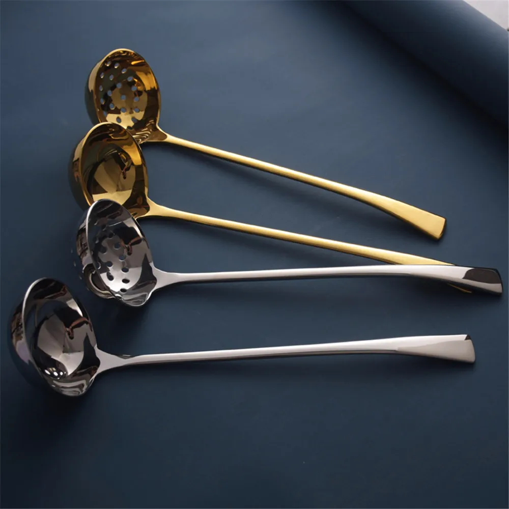 304 Stainless Steel Soup Spoon, Skimmer Skimming Spoon, Long Handle, Hot Pot Colander, Home and Hotel, Light Luxury