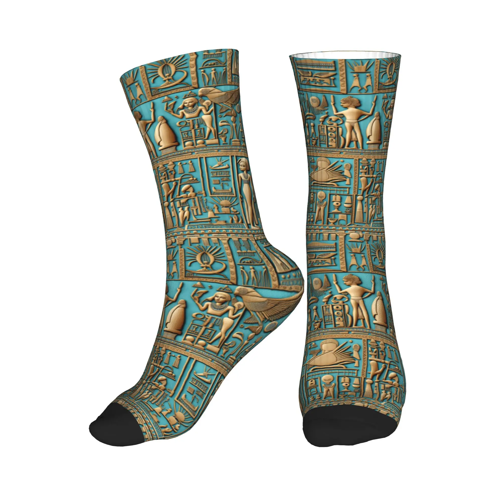 

Fun Men's Egyptian Gods Symbols Hieroglyphs Artifacts Reliefs Mythology Dress Socks Breathbale Warm 3D Printed Crew Socks