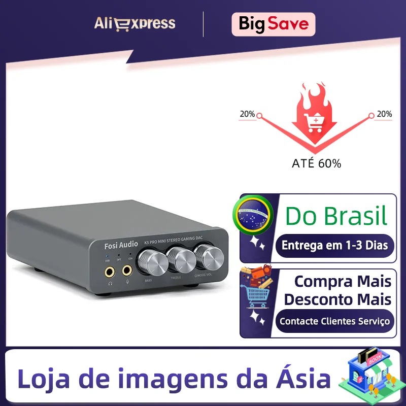Fosi audio k5 pro usb gaming dac com microfone amplificador de fone de ouvido mini áudio dac para ps5 desktop alimentado alto-falantes ativos