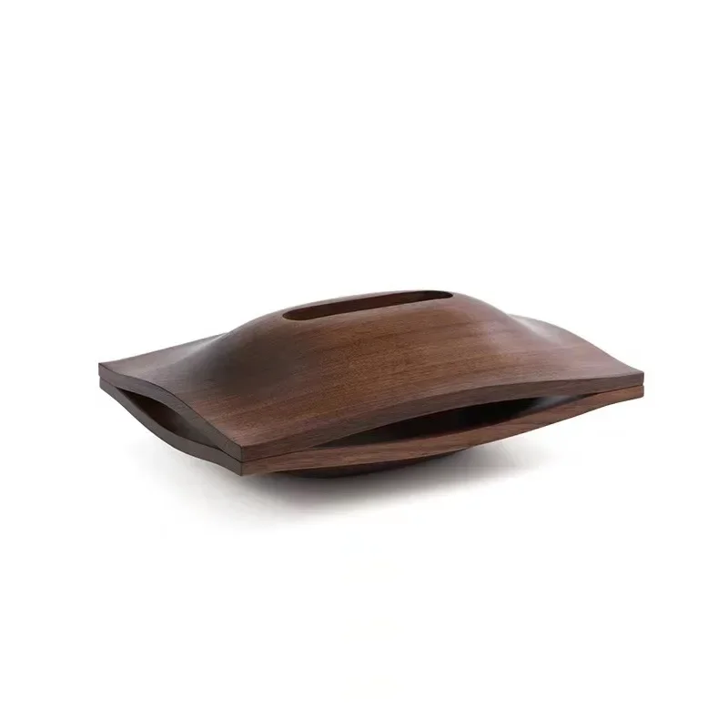 Solid Wood Desktop Tissue Box Living Room Household Black Walnut Paper Box