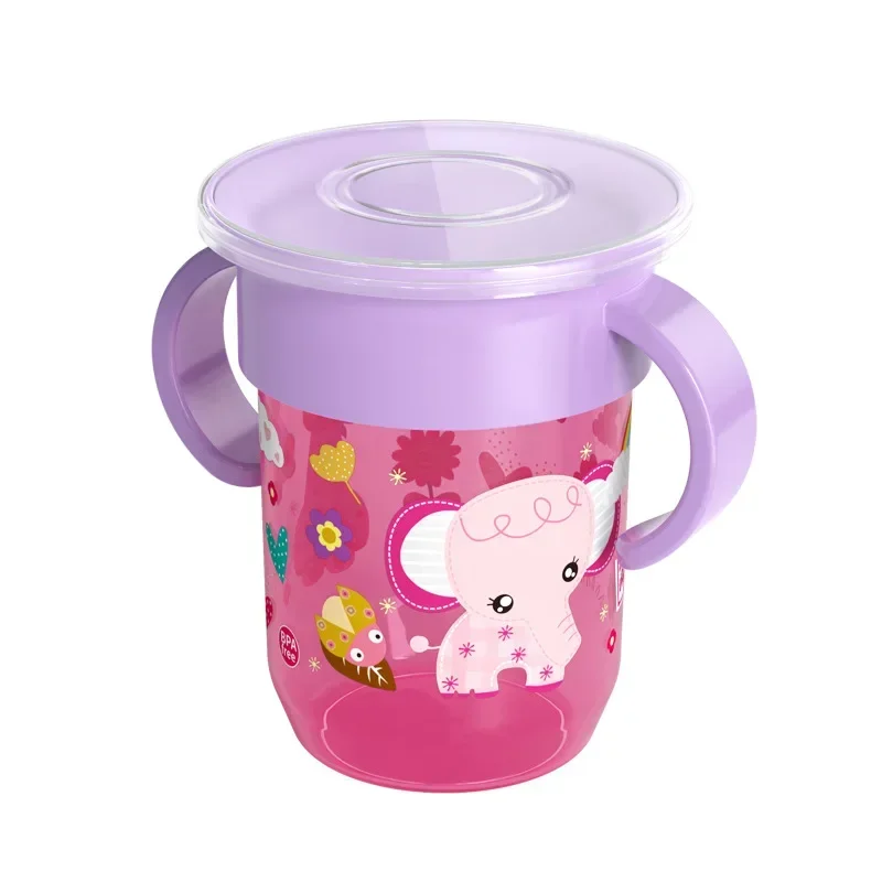 High Quality Baby Learning Drinking Cup 360 Degrees Can Be Rotated Double Handle Flip Lid Leakproof Cup Infant Water Cups Bottle