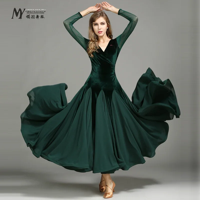 Gesellschaft stanz Wettbewerb Kleider Frauen Walzer Kleid Tanz tragen moderne Tanz kostüme Flamenco Kleid my750