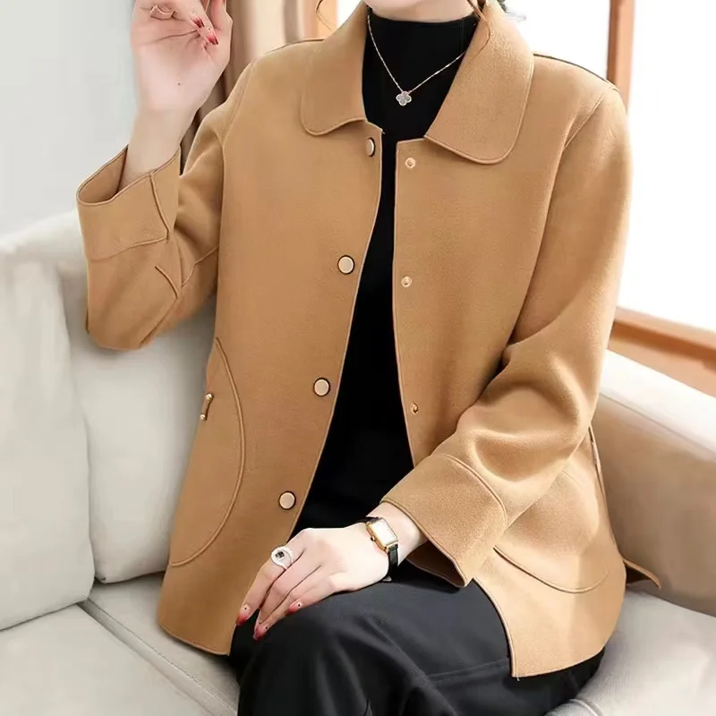 Double-Sided Woolen Coat Women2024Spring Autumn New Wool Jacket Short Little Outwear High Quality Korean Outcoat Slim Top Female