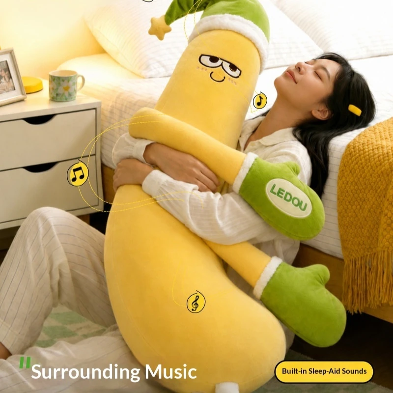 Ledou Banana Plush Sleep Pillow Smart Soothing Heating Music Long Side Sleeping Hug Pillow For Adult Women Bedroom