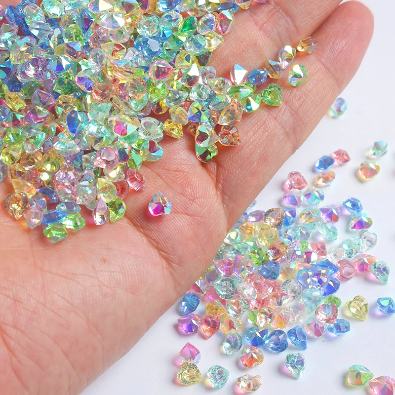 New Pointed Sole Heart 5mm Sugar Diamonds 3D Colored Resin Apply To DIY Nail Art Rhinestones Accessories Crystal