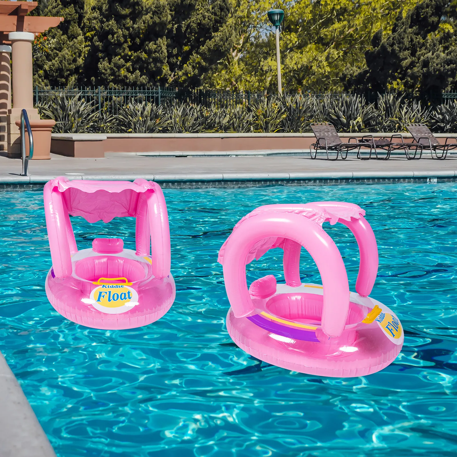 Inflatable Water Seat Ring For Kids Premium Pvc Pool Float With Sunshade Durable Floating Chair For Children Swimming Pool