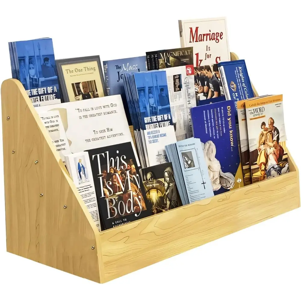 

Стеллаж-витрина из кленового дерева для книг, открыток, журналов, брошюр, образцов плитки и красок