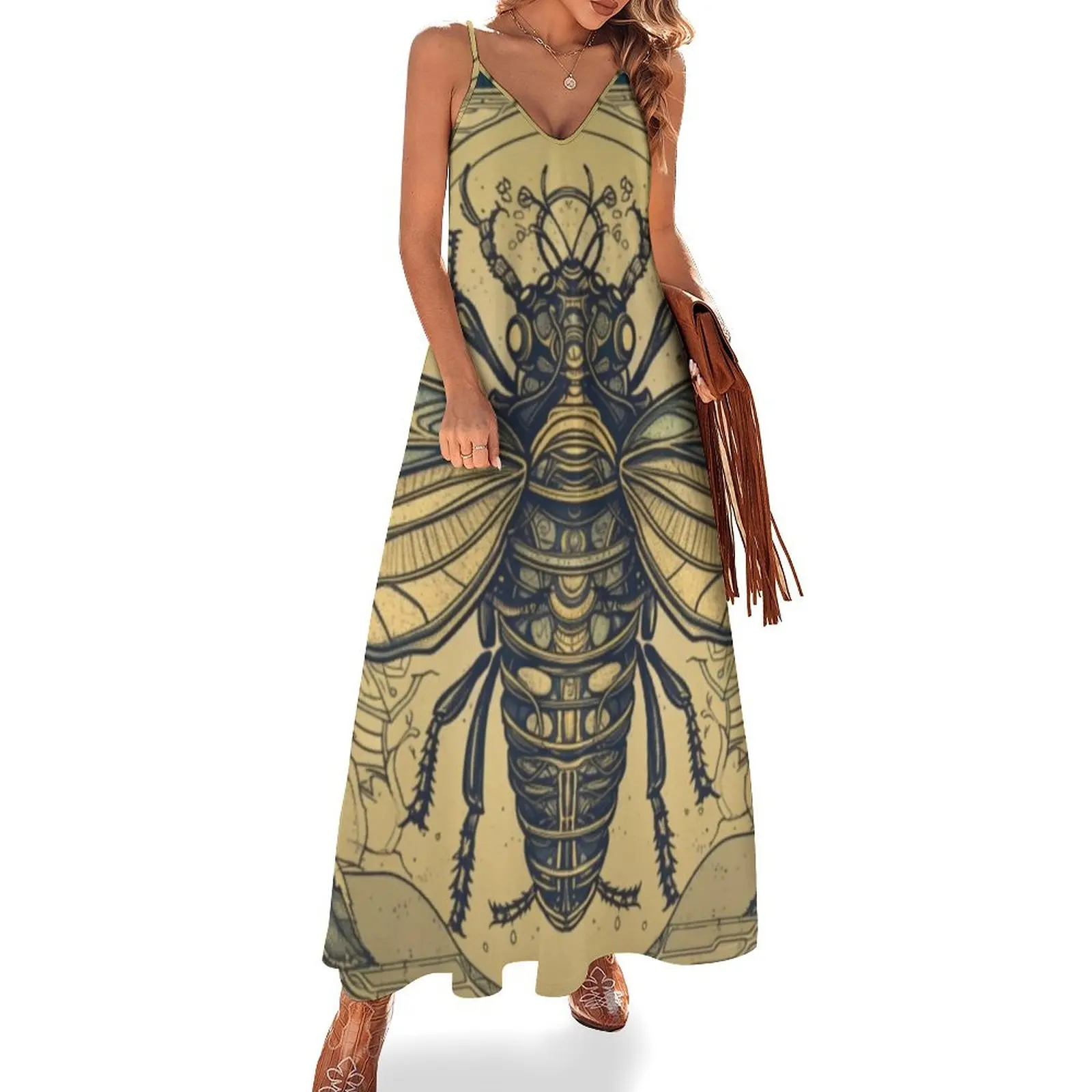 

Art Nouveau Stylized Cicada Insect Design #2 Sleeveless Dress dress summer summer dress for women 2025