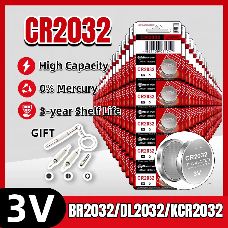 

210mAh CR2032 3V Lithium Battery Coin Cell for Car Remote Control Toy Calculators CR2032 DL2032 BR2032 KCR2032