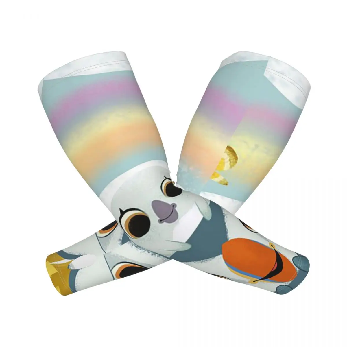 Puffin rock dos desenhos animados ao ar livre mangas de braço sol proteção uv capa verão gelo seda ciclismo tatuagem mangas