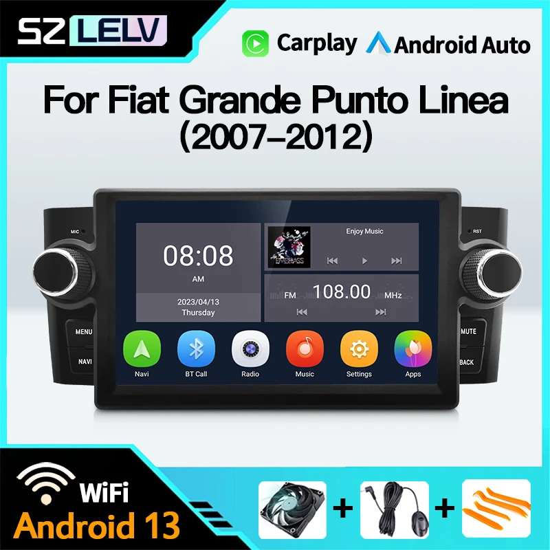 

Car Radio For Fiat Linea Grande Punto 2007-2012 Wireless Carplay Android13 Auto GPS Navigation Multimedia Video Player Head Unit