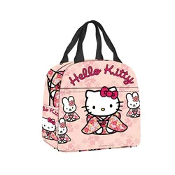 New Sanrio Hello Kitty Lunch Bags studenti borse da Picnic da campeggio con cerniera portatile borse per congelatore con isolamento termico impermeabile ragazze